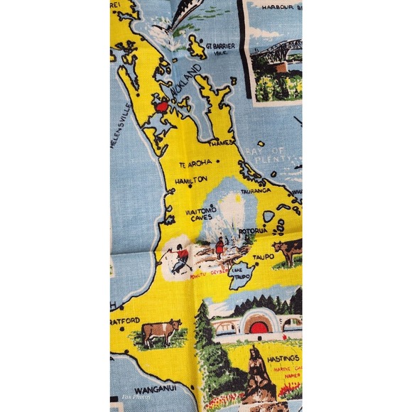 Pure Linen Fast Colours Kitchen Tea Towel New Zealand North Island Map 31x20 - Picture 13 of 16